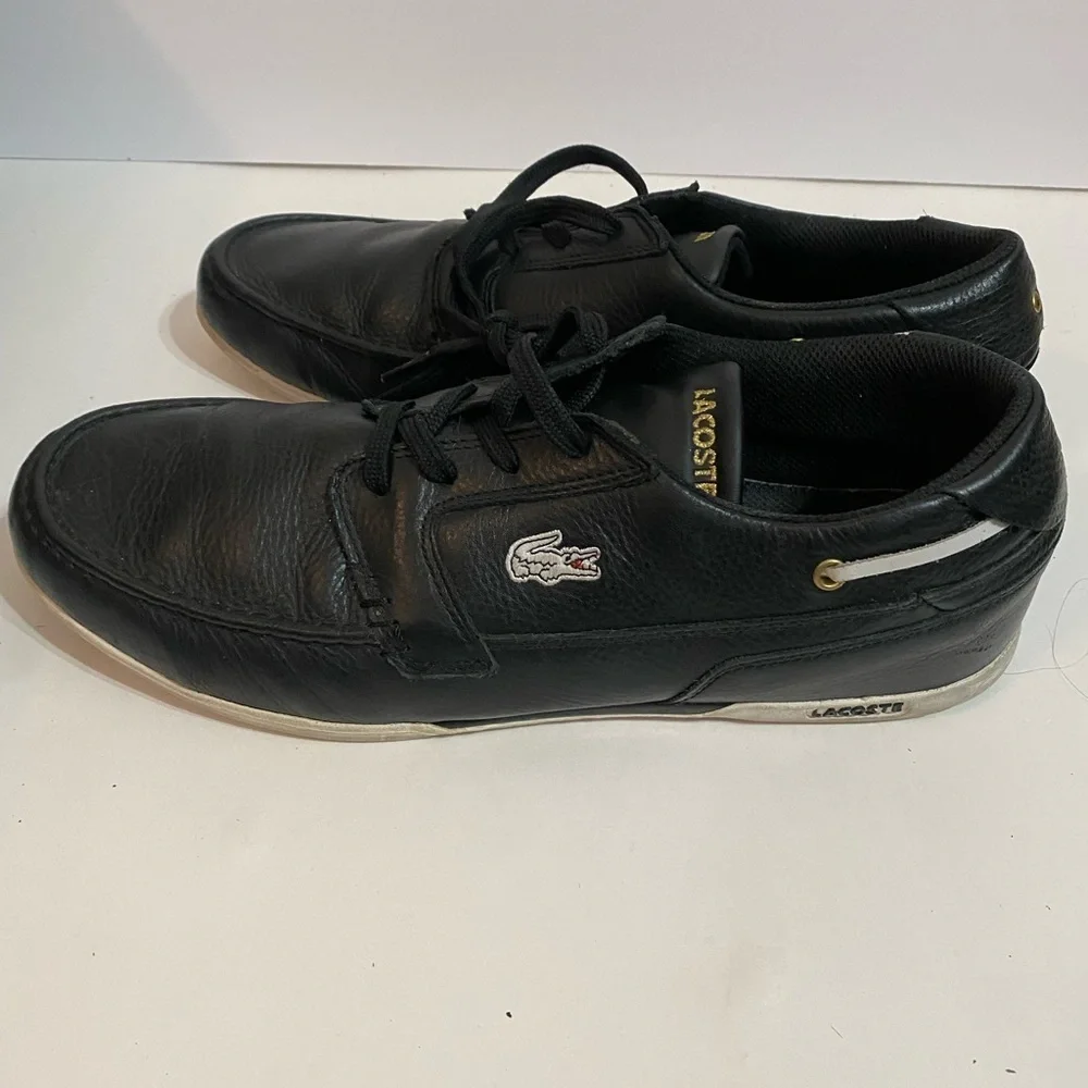 Lacoste Men's Black Leather Shoes Size 12